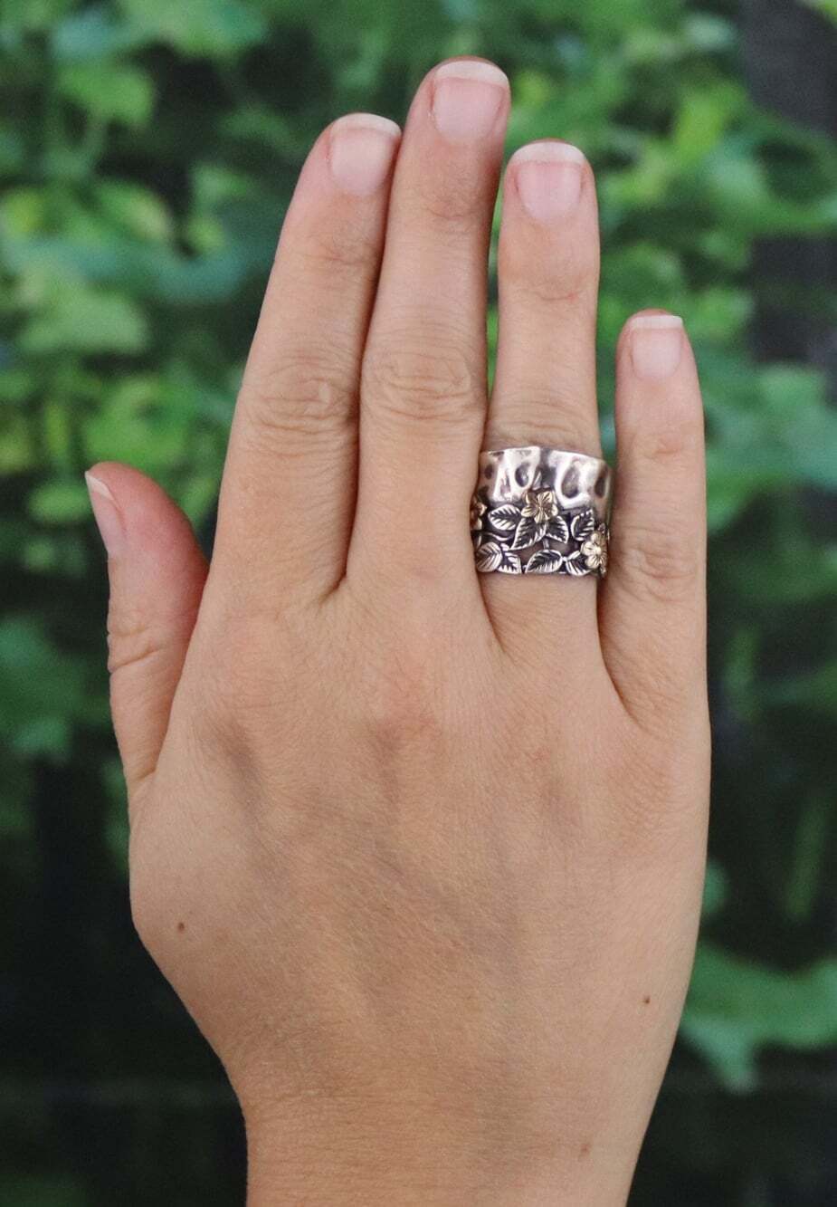 Sterling Silver Flower Leaf Ring Size 4 3/4 Woman Teen Child - Picture 2 of 8